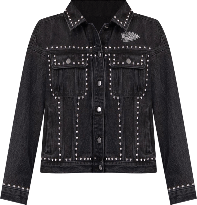 Women's Black Kansas City Chiefs Pit Stop Crew Ii Full-Button Denim Jacket