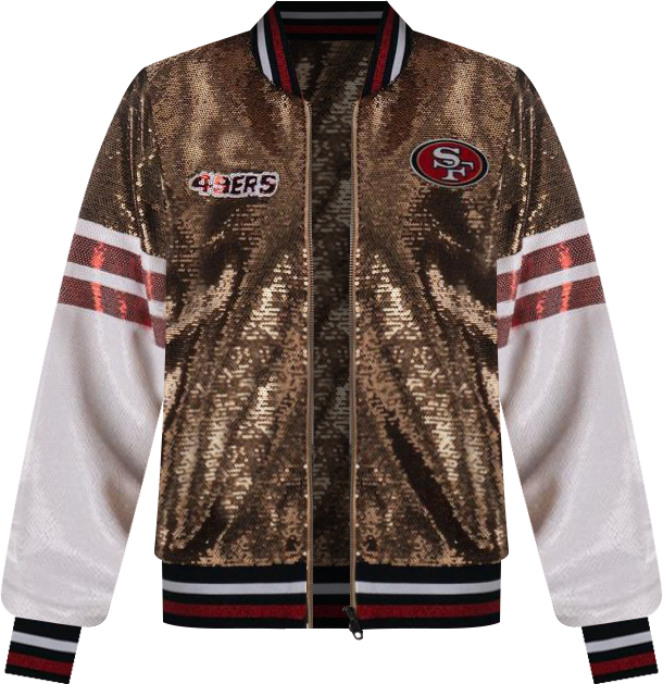 Women's Gold San Francisco 49ers Sequin Bomber Jacket
