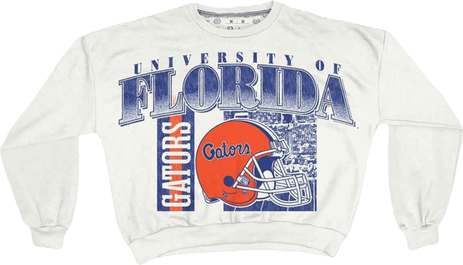 Women's White Florida Gators Oversized Janice Retro Waist-Length Sweatshirt