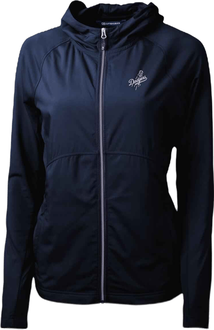 Women's Navy Los Angeles Dodgers Adapt Eco Knit Hybrid Raglan Full-Zip Hooded Jacket