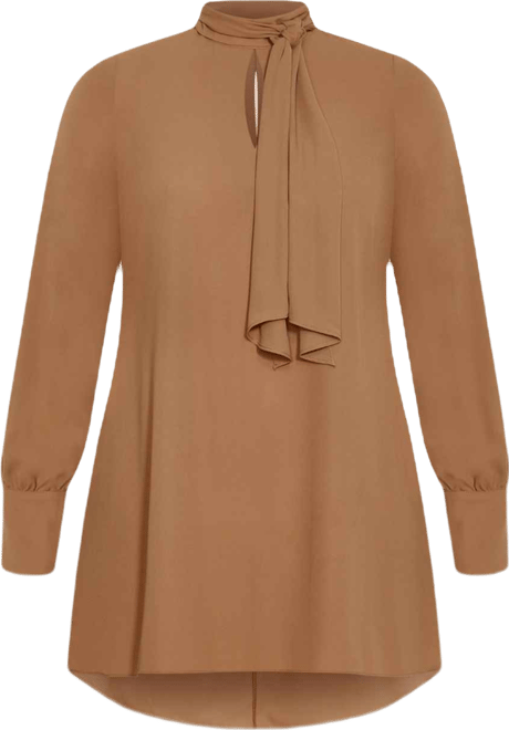 Plus Size Neck Tie Tunic Top