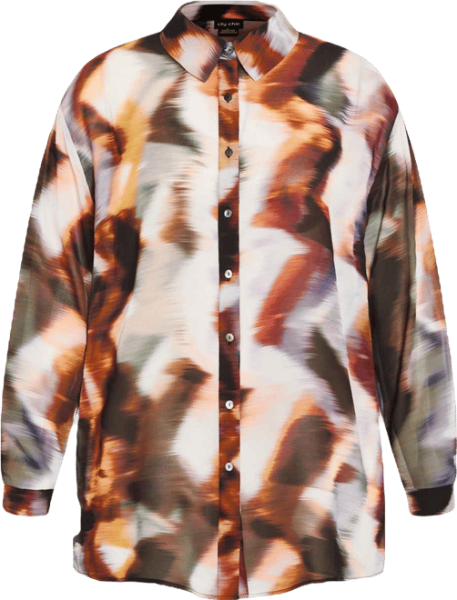 Plus Size Sheer Lover Print Shirt