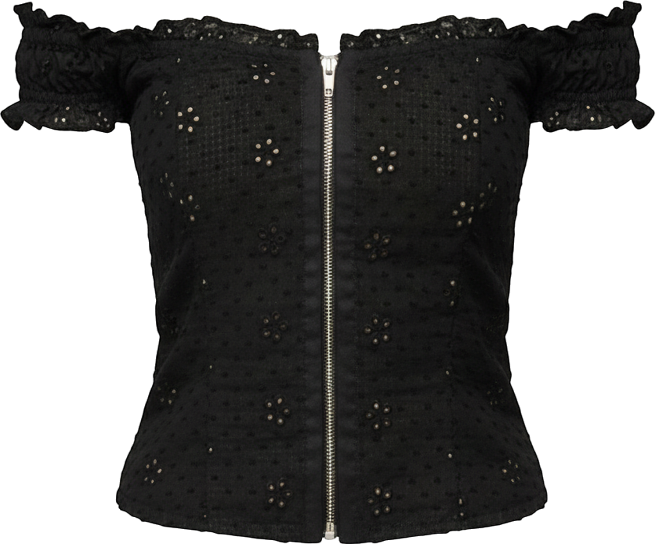 Women's Jordana Ruffle Eyelet Off Shoulder Top