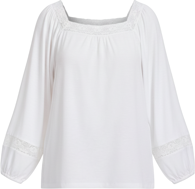 Women's Plus Size Crochet Trim Top