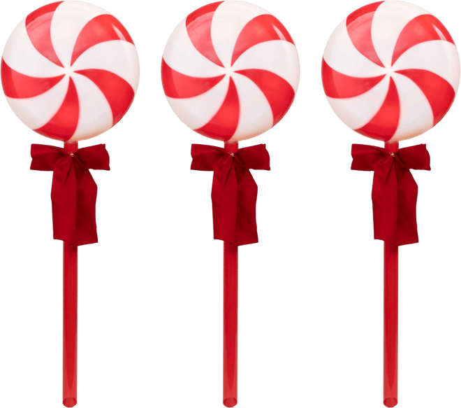 Lighted Peppermint Candy Christmas Outdoor Pathway Markers, Set of 3