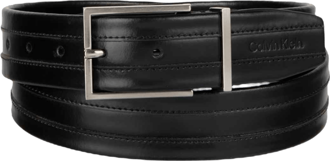 Men's Stripe Stitch Leather Dress Belt
