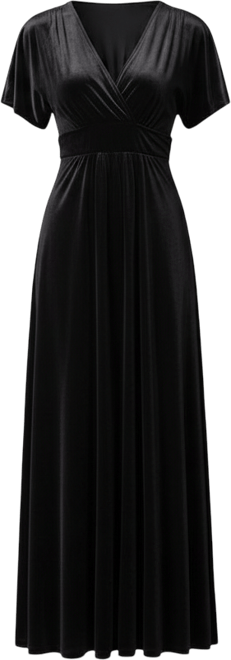 Women's Verona V-Neck Velvet Evening Gown with Pockets