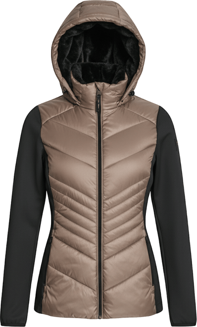 Women's Chevron Quilt Scuba Mix Collar Jacket