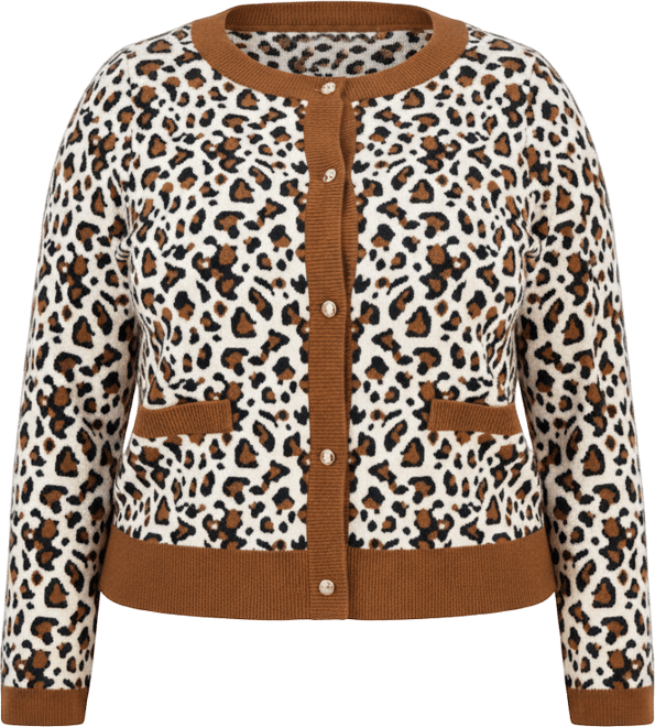 Plus Size Printed Button-Front Cardigan