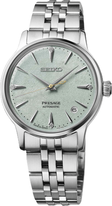 Women's Presage Cocktail Time Mid-Size Silver Stainless Steel Bracelet Watch, 34mm