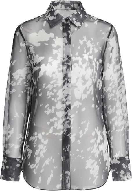 Women's Printed Oversized Button-Front Long-Sleeve Shirt
