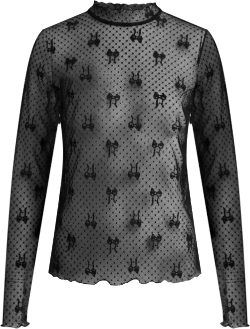 Women's Bow-Motif Lace Mock Neck Top, Macy's Exclusive