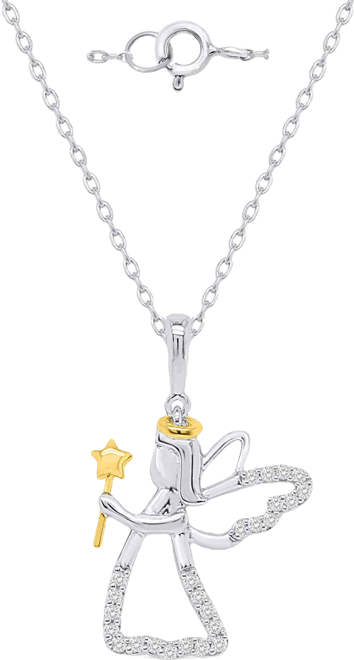 Diamond Pendant Necklace (1/10 ct. t.w.) in Sterling Silver and 14K Gold-Plated Sterling Silver and White Rhodium