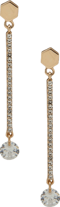 Cubic Zirconia and Crystal Glass Stone Hex Pave Bar Linear Earrings