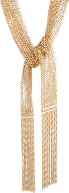 Gold-Tone Fringe Mesh Scarf Necklace