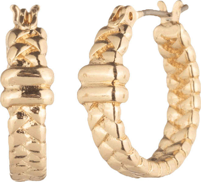 Gold-Tone Herringbone Hoop Earrings