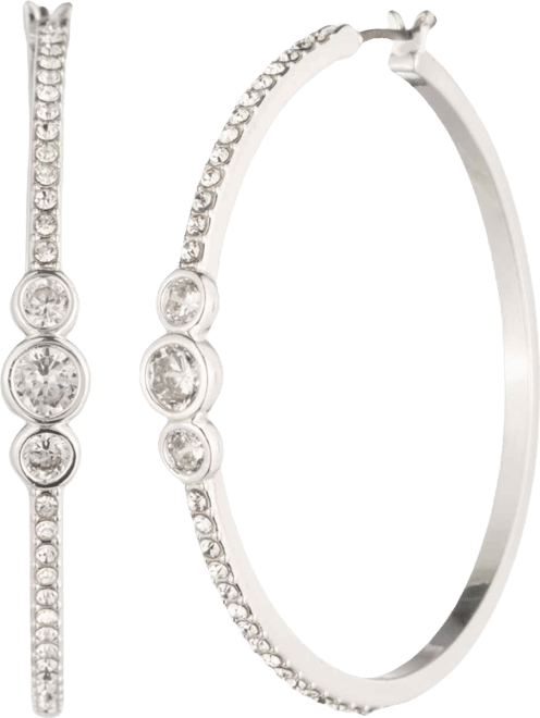 Cubic Zirconia and Glass Stone Hoop Earrings