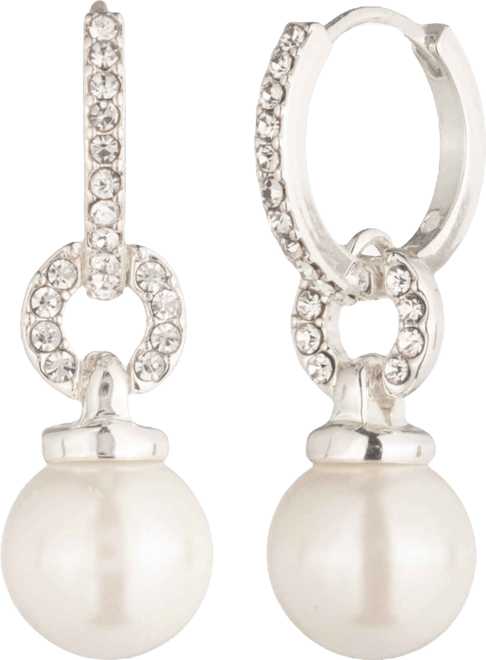 Imitation Pearl Huggie Drop Earrings