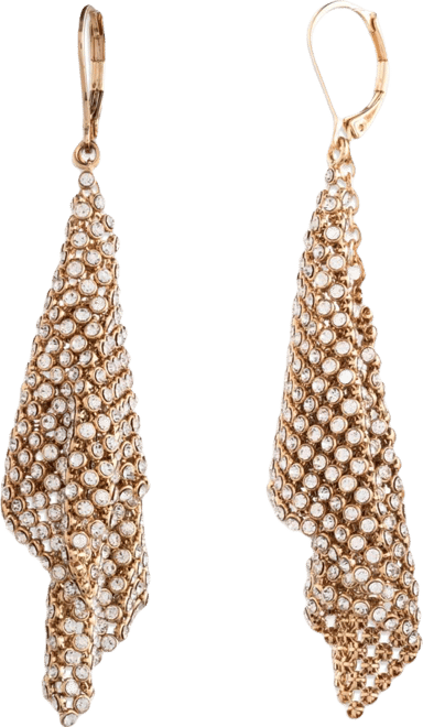 Glass Stone Mesh Double Drop Earrings