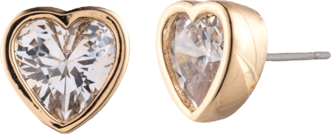 Cubic Zirconia Heart Stud Earrings