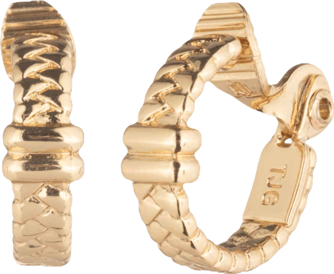 Gold-Tone Herringbone Hoop Earrings