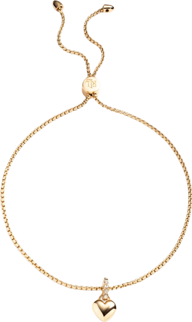 Glass Stone Puffy Heart Slider Bracelet