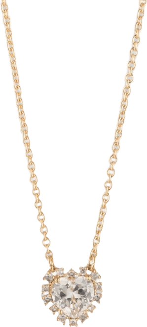 Cubic Zirconia Gold-Tone Heart Pendant Necklace