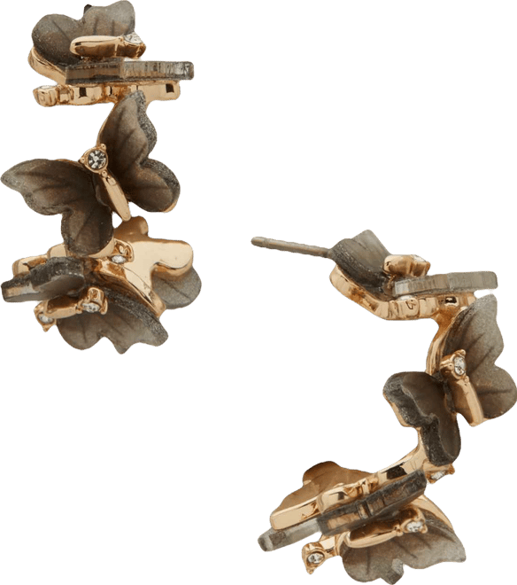 Gold-Tone Butterfly Hoop Earrings