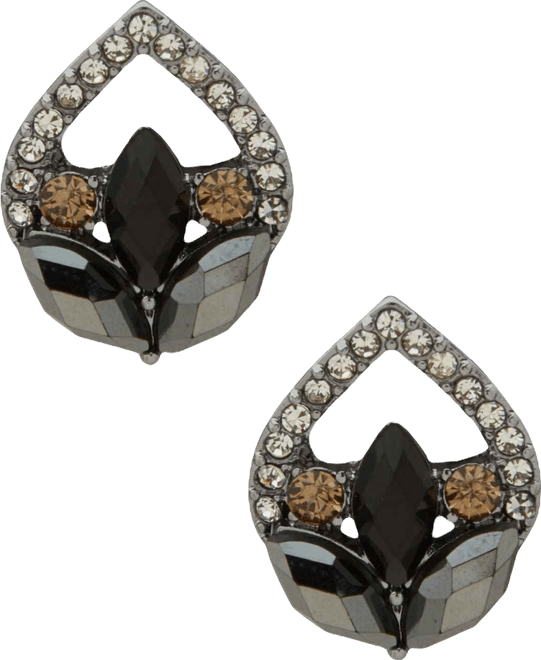Hematite-Tone Cluster Stud Earrings