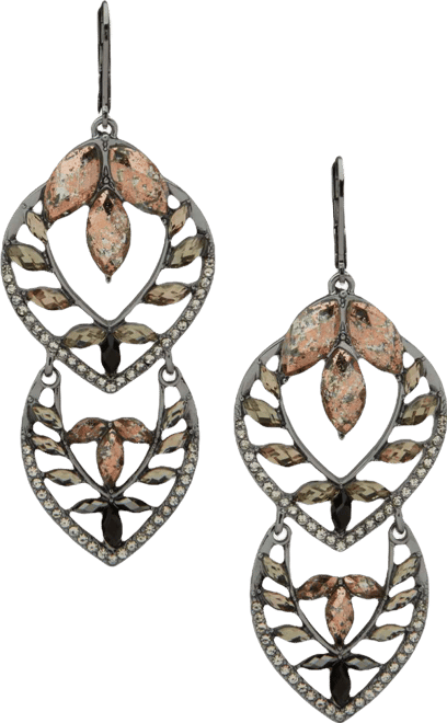 Hematite-Tone Cluster Double Drop Earrings