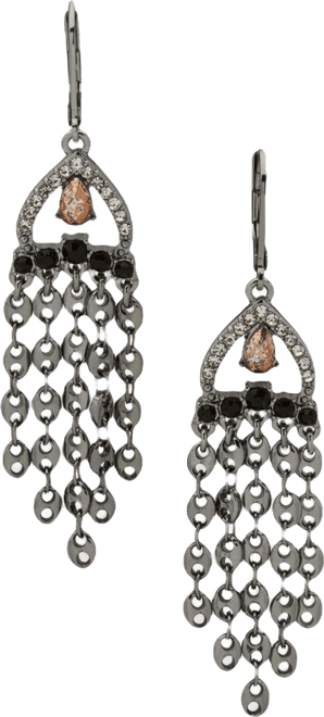 Hematite-Tone Chain Chandelier Earrings