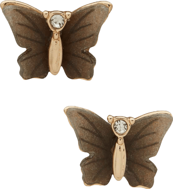 Glass Stone Butterfly Stud Earrings