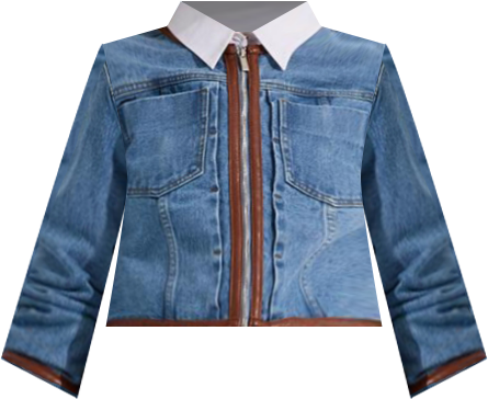 Women's Denim & Leather Collarless Jacket