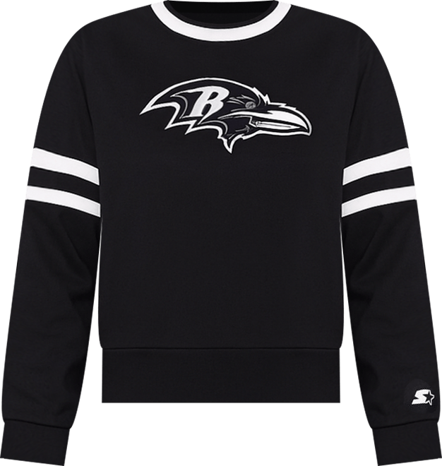 Women's Black Baltimore Ravens Rally Drop Shoulder Cropped Sweatshirt