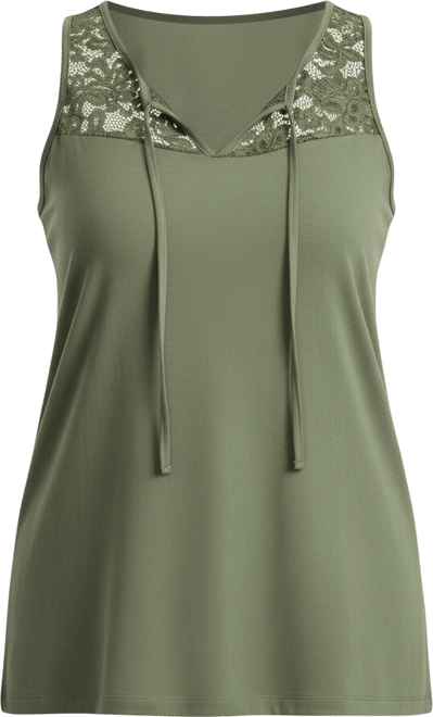Women's Lace Yoke Detail Tank (Women's Top)