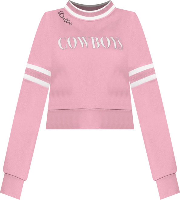 Women's Pink Dallas Cowboys Power Play Cropped Pullover Sweatshirt