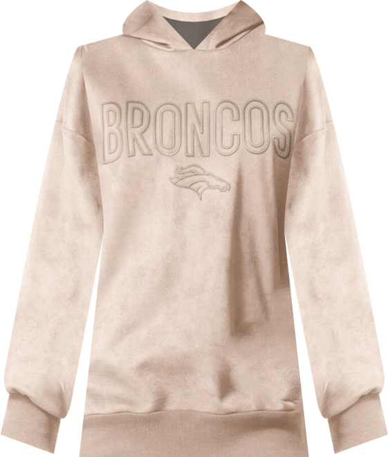Women's Cream Denver Broncos Best Hitter Oversized Tunic Pullover Hoodie