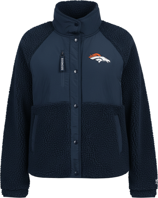 Women's Navy Denver Broncos On the Ball Sherpa Jacket