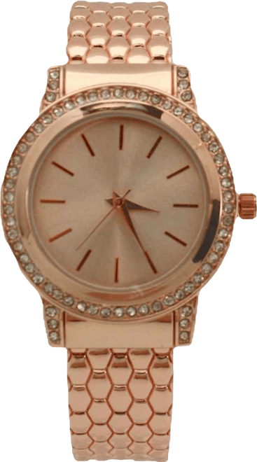 Rose Gold Solid And Rhinestones Bangle Watch