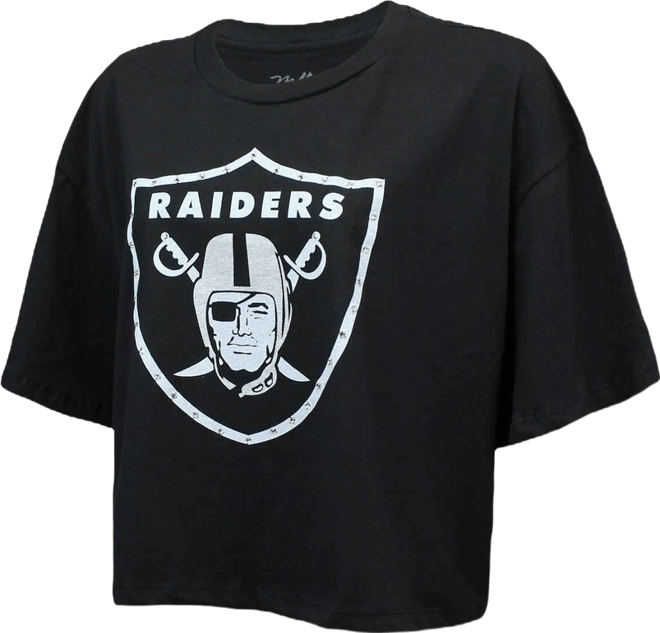 Women's Maxx Crosby Black Las Vegas Raiders Swarovski Crystals Boxy Cropped Name Number T-Shirt