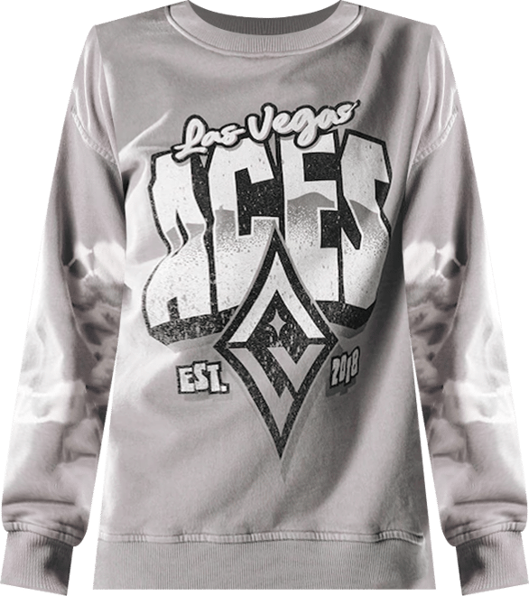 Women's Gray Las Vegas Aces Double Collar Fleece Pullover Sweatshirt