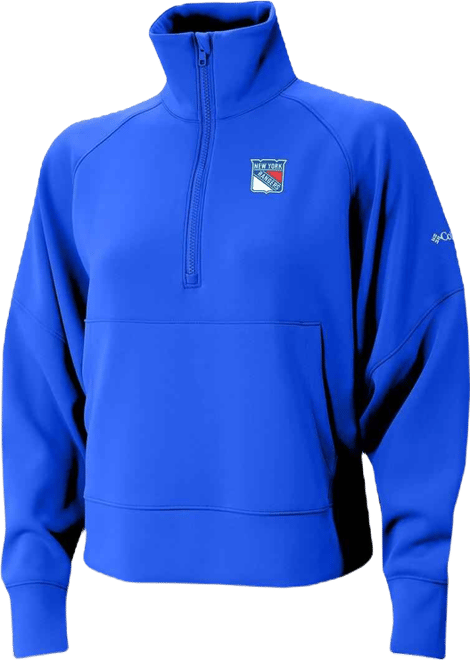Women's Blue New York Rangers Wickhams Hills Raglan Omni-Wick Half-Zip Pullover Sweatshirt