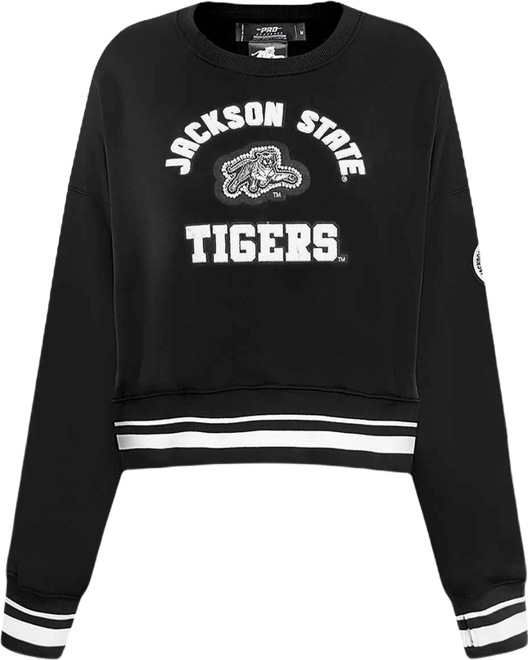 Women's Black Jackson State Tigers Cropped Pullover Sweatshirt
