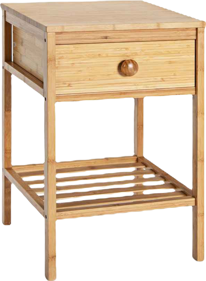 Bamboo Nightstand with Drawer and Open Shelf