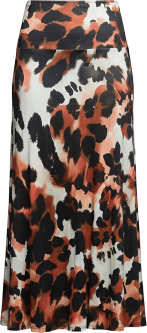 Women's Animal Print Elastic Waist Midi Skirt