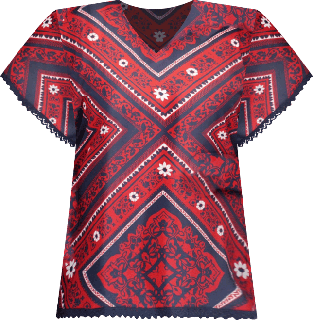 Women's Crochet Trim Poncho Top