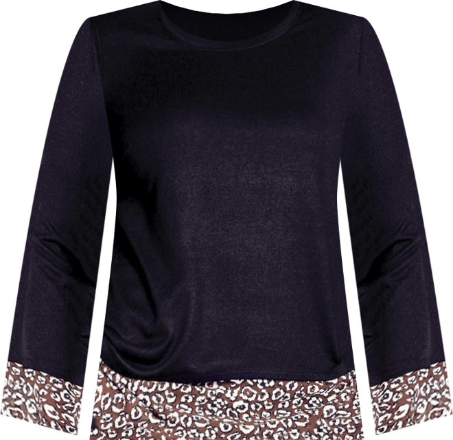 Women's Hacci Chiffon Print Top