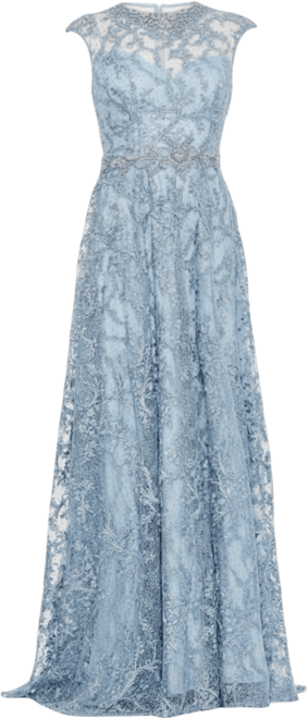 Women's Tiered Floral Print Cut-Out Chiffon Gown