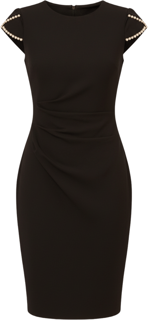 Women's Crew Neck Petal Sleeve Sheath Dress