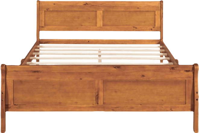 Streamdale Queen Size Wood Platform Bed With Headboard And Wooden Slat Support